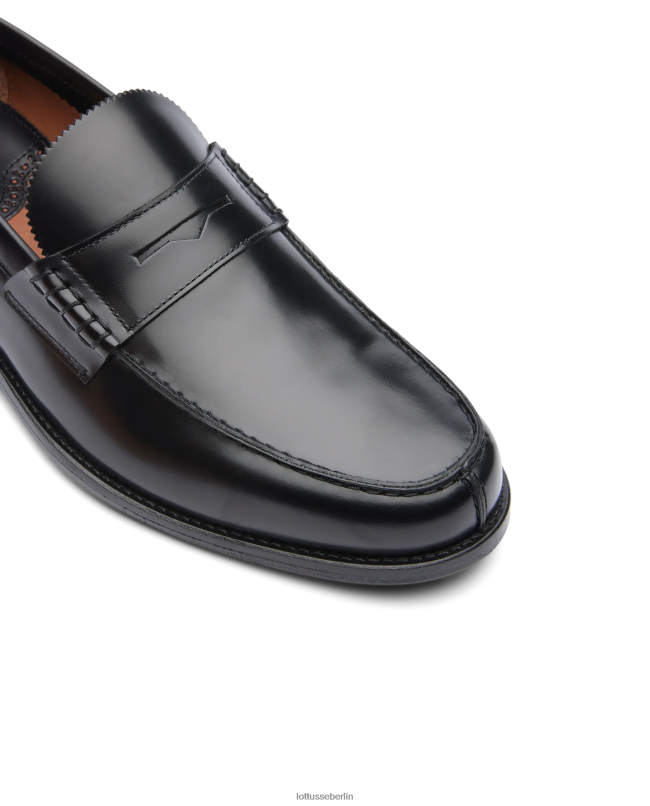 Lottusse Männer Daytona-Bootsschuhe aus hellem Kalbsleder 22LP03 Schwarz Schuhwerk