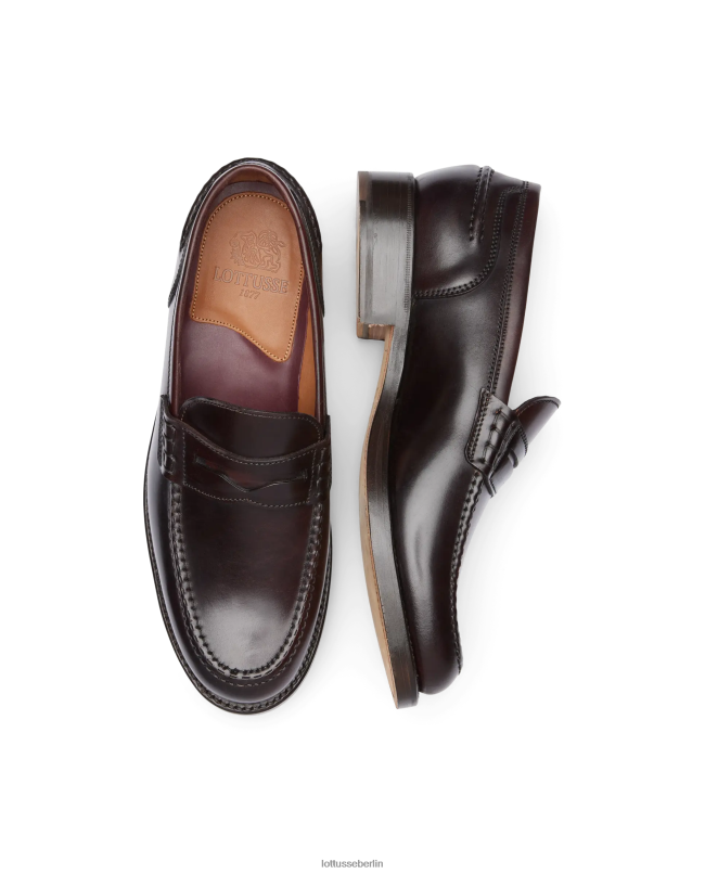 Lottusse Männer Kingstown Shell Horse Cordovan Bootsschuhe 22LP060 kastanienbraun Schuhwerk