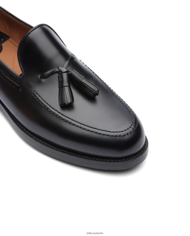 Lottusse Männer Klasse Bootsschuhe aus hellem Kalbsleder 22LP028 Schwarz Schuhwerk