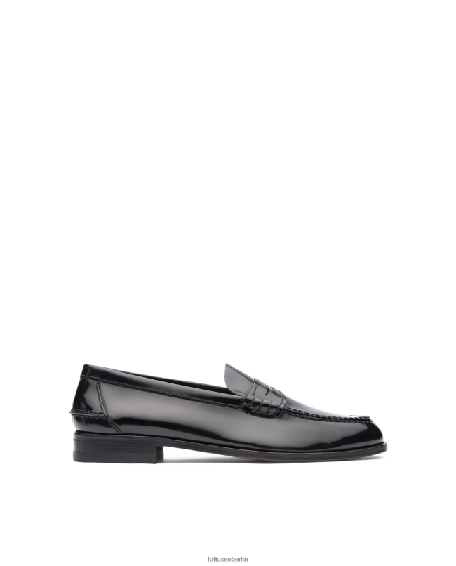 Lottusse Männer Liberty Bootsschuhe aus poliertem Binder-Kalbsleder 22LP032 Schwarz Schuhwerk