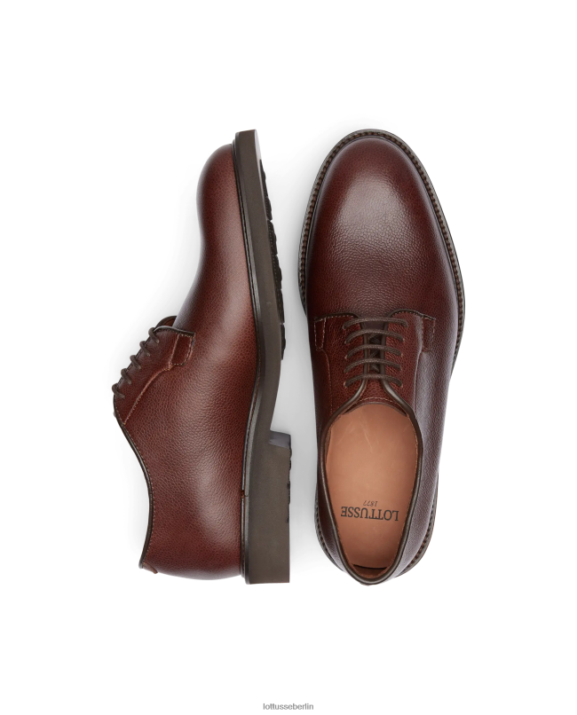 Lottusse Männer Baltimore Derby aus genarbtem Kalbsleder mit Prägung 22LP0151 Mokka Schuhwerk
