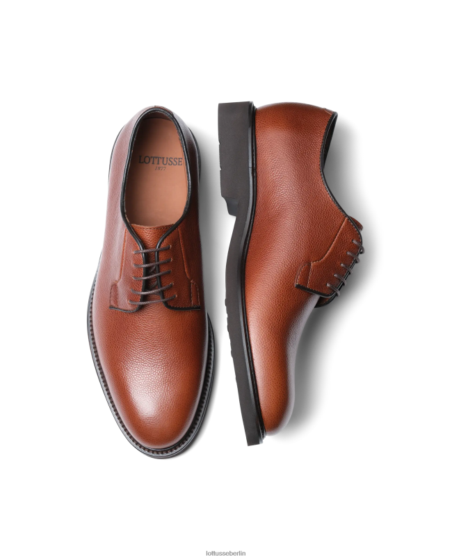 Lottusse Männer Baltimore Derby aus genarbtem Kalbsleder mit Prägung 22LP0152 braun Schuhwerk