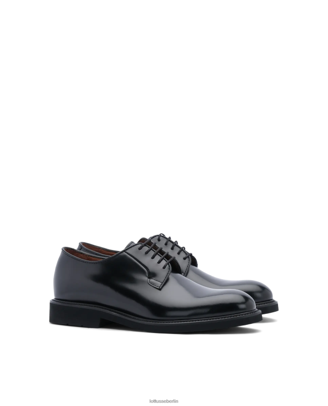 Lottusse Männer Baltimore heller, perforierter Derby aus Kalbsleder 22LP0153 Schwarz Schuhwerk