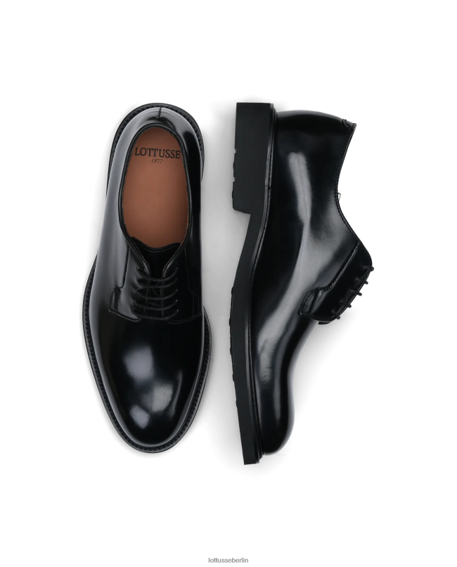 Lottusse Männer Baltimore heller, perforierter Derby aus Kalbsleder 22LP0153 Schwarz Schuhwerk