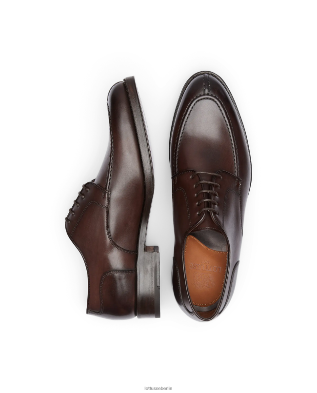 Lottusse Männer Hochwertiges Crust-Anilin-Kalb-Derby 22LP046 Mokka Schuhwerk