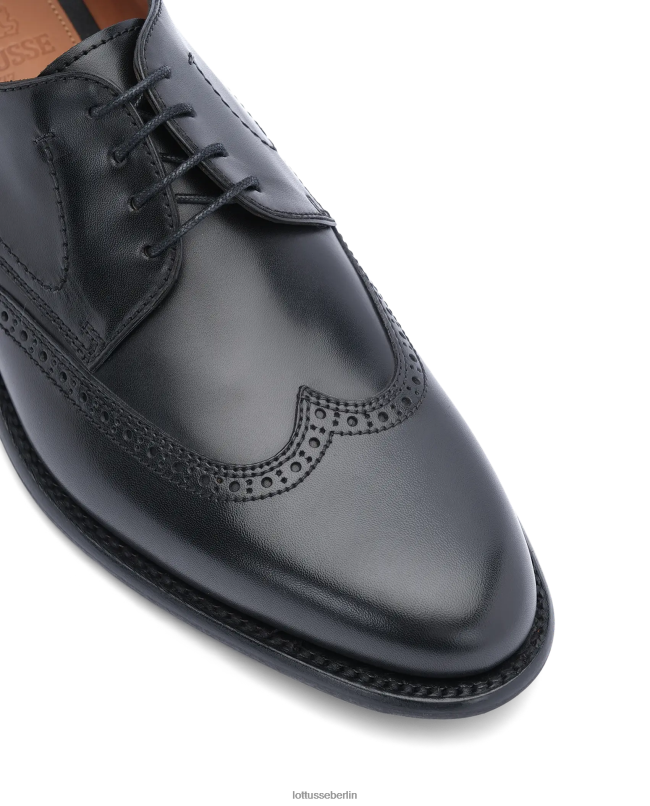 Lottusse Männer Premium-Derby aus hellem Kalbsleder 22LP042 Schwarz Schuhwerk