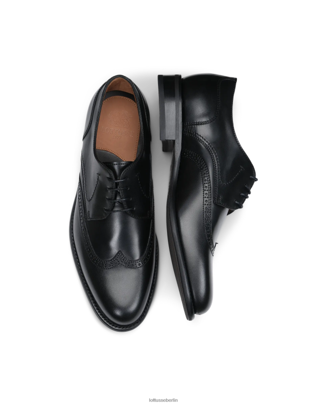 Lottusse Männer Premium-Derby aus hellem Kalbsleder 22LP042 Schwarz Schuhwerk