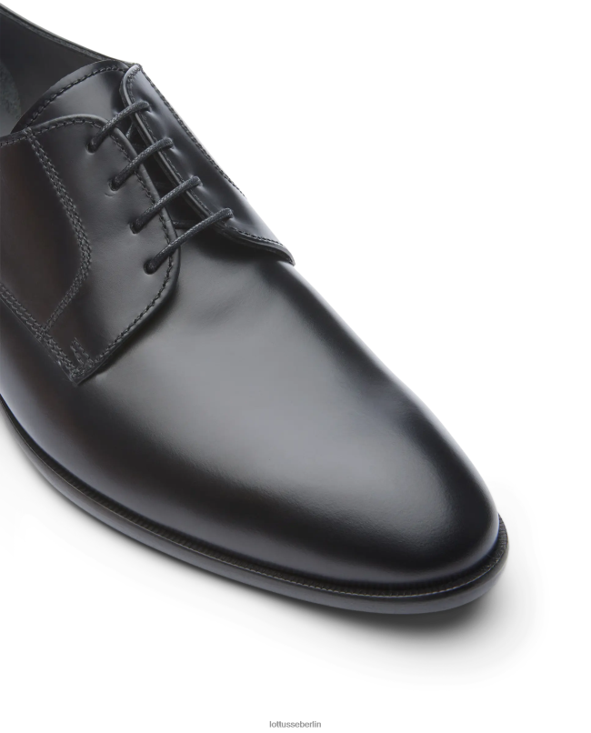 Lottusse Männer Regent-Derby aus hellem Kalbsleder 22LP031 Schwarz Schuhwerk