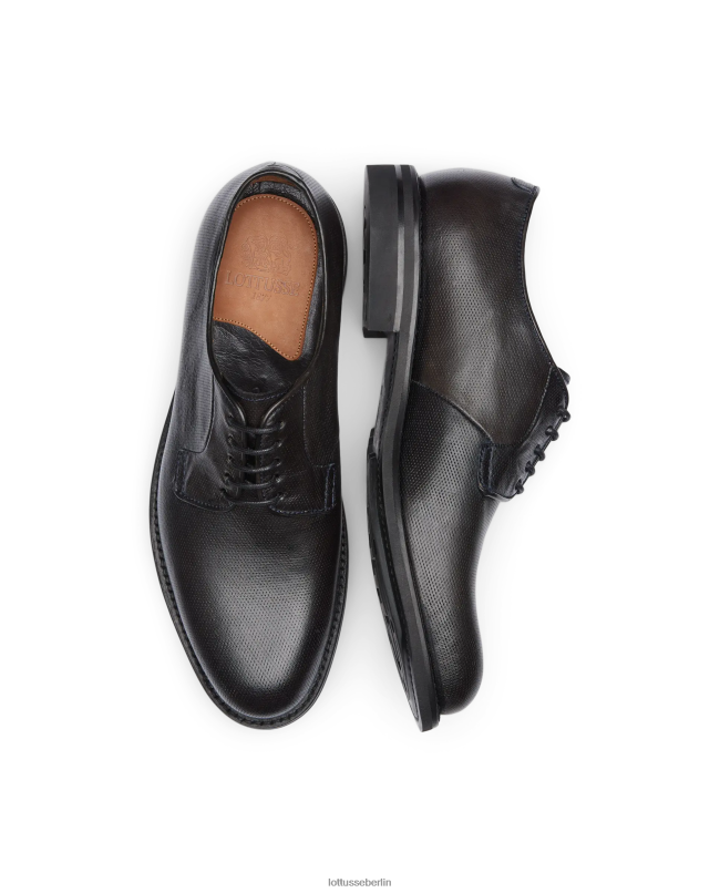 Lottusse Männer Walton Canguro Derby aus geprägtem Leder 22LP069 Marineblau Schuhwerk