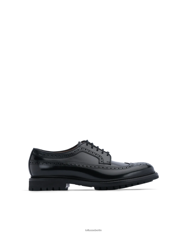 Lottusse Männer Walton Derby aus poliertem Kalbsleder 22LP040 Schwarz Schuhwerk