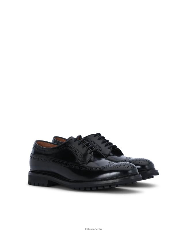 Lottusse Männer Walton Derby aus poliertem Kalbsleder 22LP040 Schwarz Schuhwerk