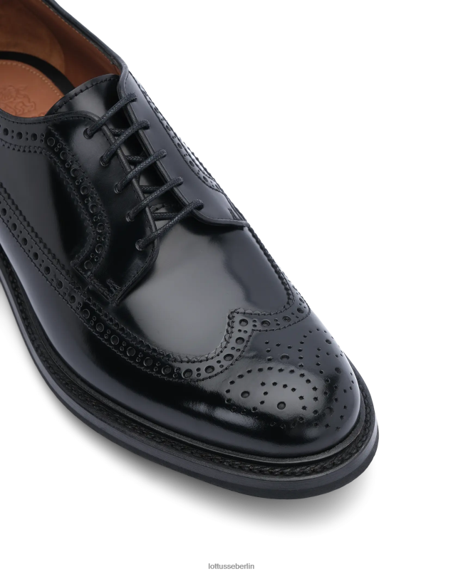 Lottusse Männer Walton Derby aus poliertem Kalbsleder 22LP040 Schwarz Schuhwerk