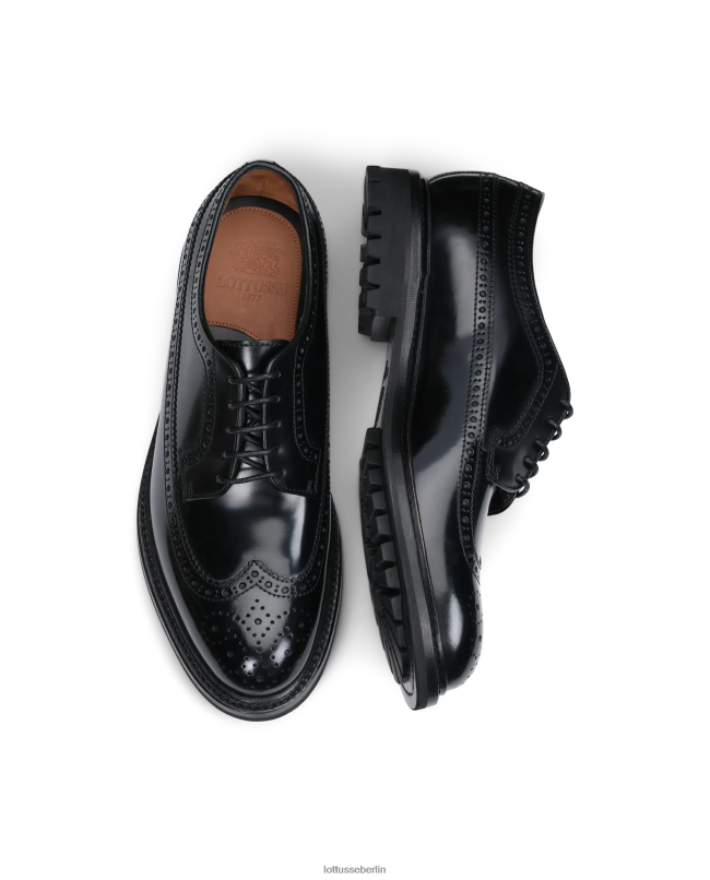 Lottusse Männer Walton Derby aus poliertem Kalbsleder 22LP040 Schwarz Schuhwerk