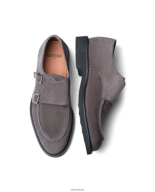 Lottusse Männer Baltimore Monk-Schuhe aus Kalbswildleder 22LP0165 grau Schuhwerk