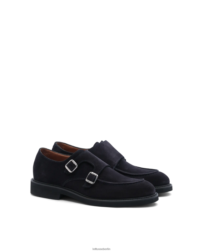 Lottusse Männer Baltimore Monk-Schuhe aus Kalbswildleder 22LP0166 Marine Schuhwerk