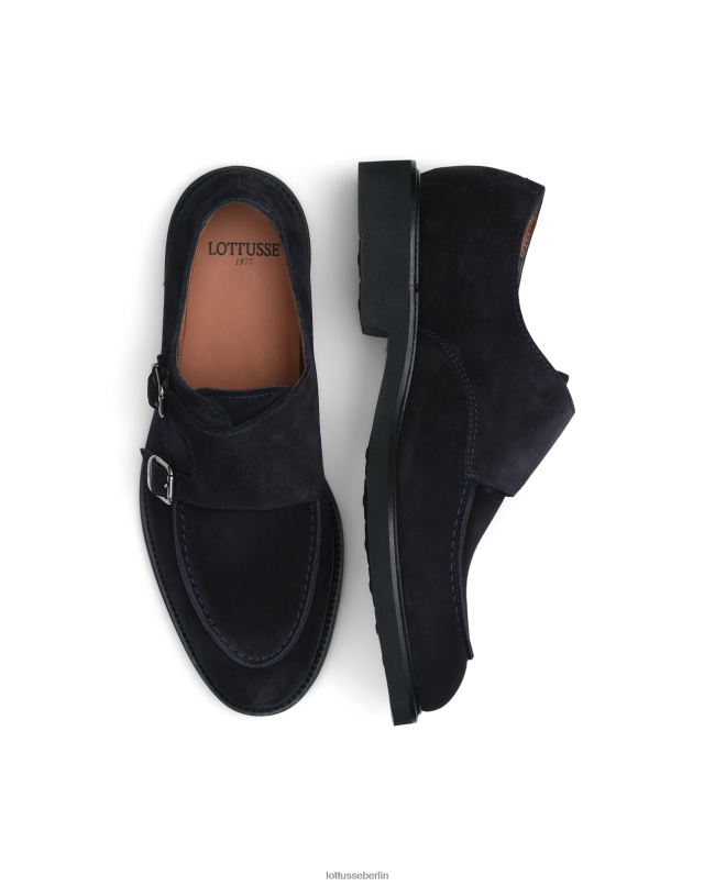 Lottusse Männer Baltimore Monk-Schuhe aus Kalbswildleder 22LP0166 Marine Schuhwerk