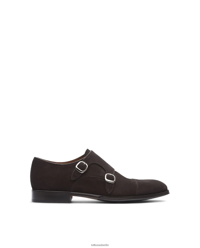 Lottusse Männer Monk-Schuhe aus Lenox-Kalbswildleder 22LP0136 Mokka Schuhwerk