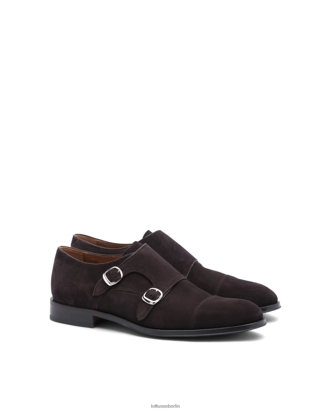Lottusse Männer Monk-Schuhe aus Lenox-Kalbswildleder 22LP0136 Mokka Schuhwerk
