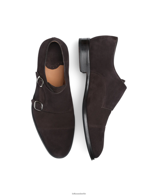 Lottusse Männer Monk-Schuhe aus Lenox-Kalbswildleder 22LP0136 Mokka Schuhwerk