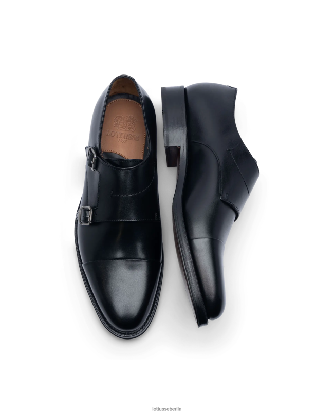 Lottusse Männer Premium-Crust-Anilin-Kalbsmonks 22LP047 Schwarz Schuhwerk