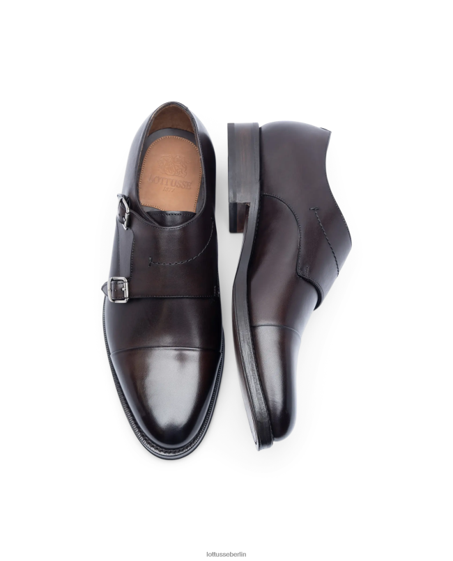 Lottusse Männer Premium-Crust-Anilin-Kalbsmonks 22LP048 Mokka Schuhwerk