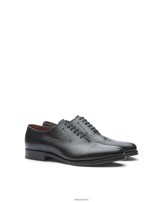 Lottusse Männer Hochwertiges Crust-Anilin-Kalb-Oxford 22LP01 Schwarz Schuhwerk