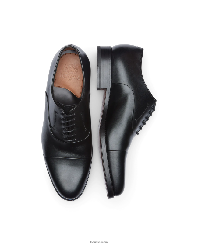 Lottusse Männer Hochwertiges Crust-Anilin-Kalb-Oxford 22LP01 Schwarz Schuhwerk