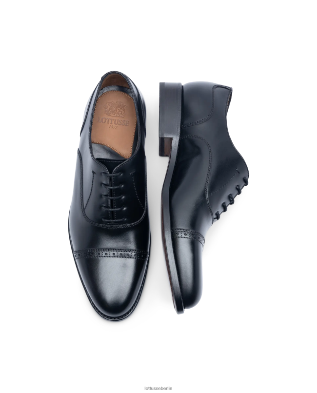 Lottusse Männer Hochwertiges Crust-Anilin-Kalb-Oxford 22LP050 Schwarz Schuhwerk