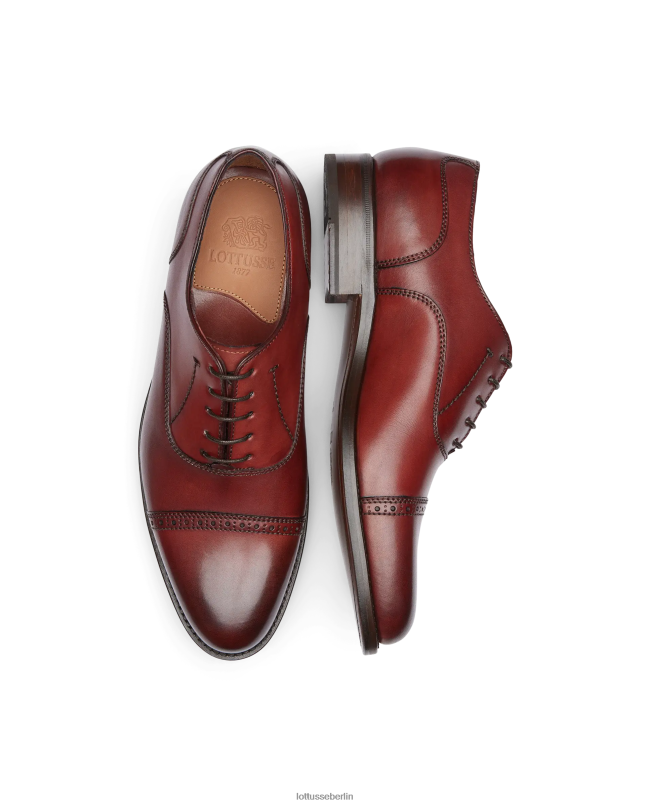 Lottusse Männer Premium-Bordeaux-Crust-Anilin-Kalbs-Oxford 22LP052 Schwarz Schuhwerk