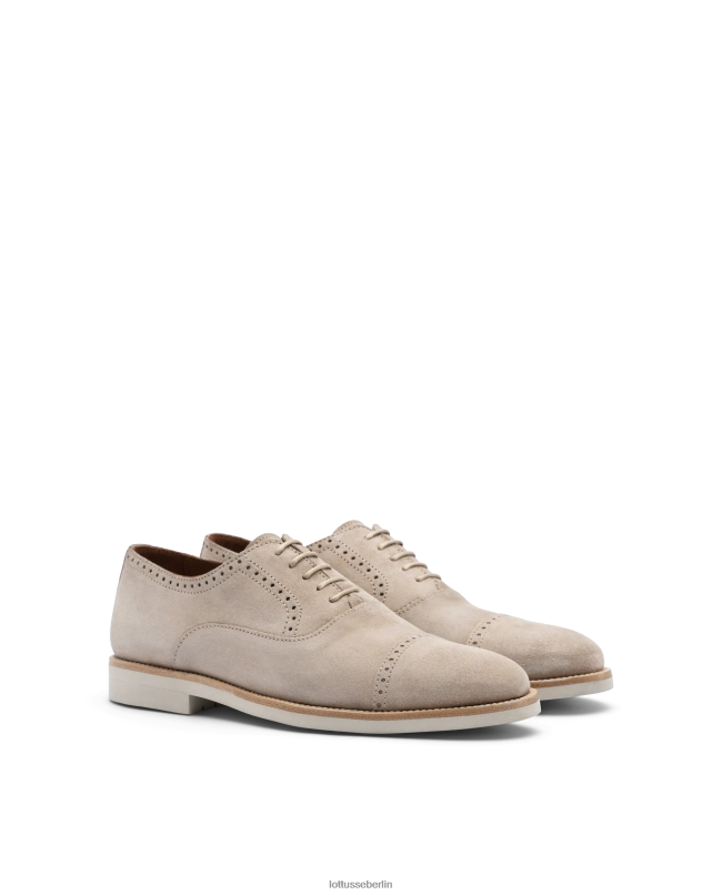 Lottusse Männer Venedig-Bürste aus geprägtem Kalbs-Oxford 22LP079 Taupe Schuhwerk