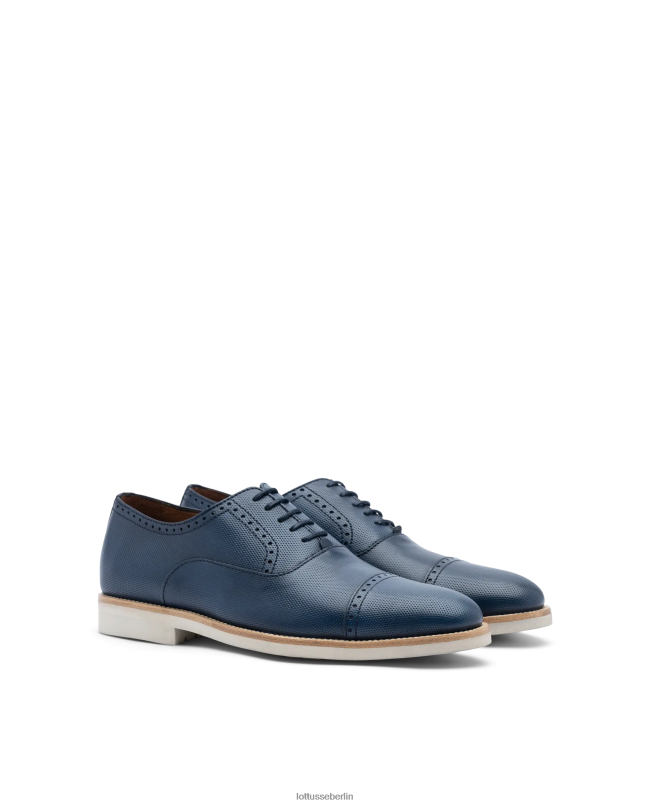 Lottusse Männer Venedig-Bürste aus geprägtem Kalbs-Oxford 22LP080 Marineblau Schuhwerk