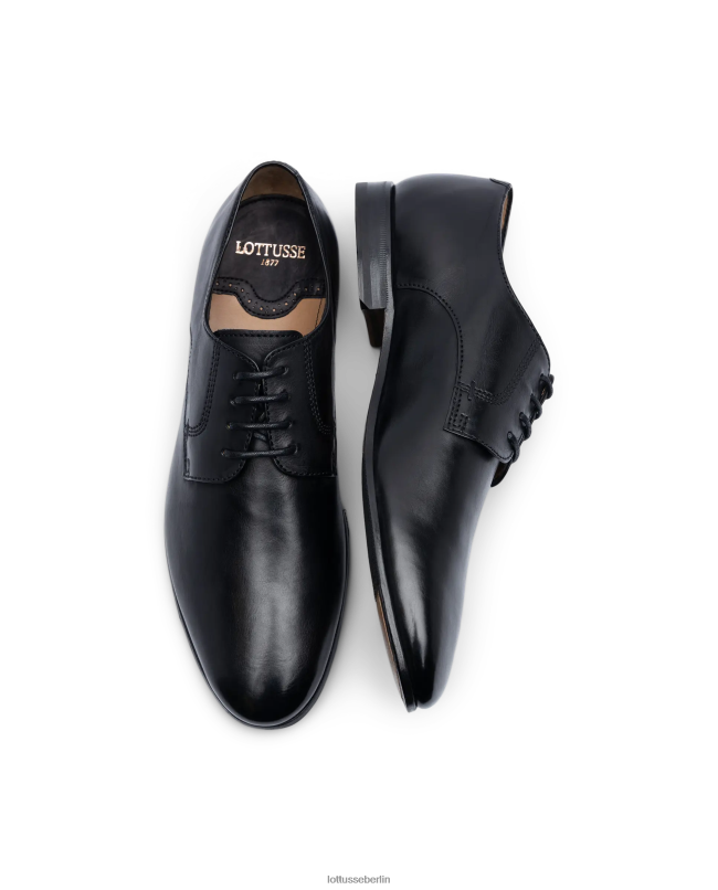 Lottusse Männer Verona bürstet Waden-Oxford ab 22LP089 Schwarz Schuhwerk