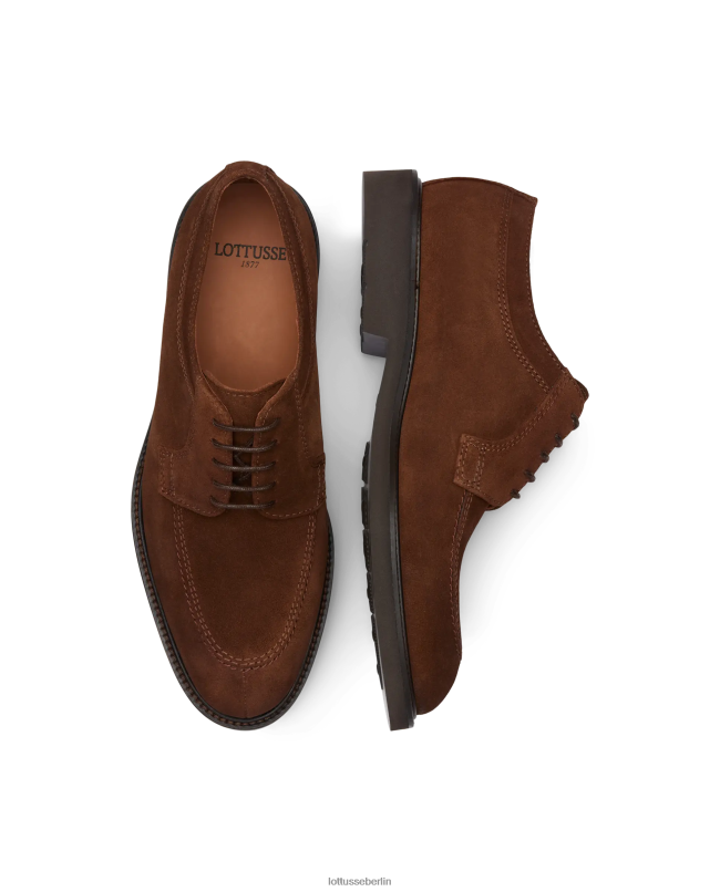 Lottusse Männer Baltimore Derby-Loafer aus Kalbswildleder 22LP0161 braun Schuhwerk