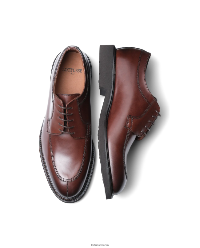 Lottusse Männer Baltimore Derby-Loafer aus hellem Kalbsleder 22LP0162 Mokka Schuhwerk