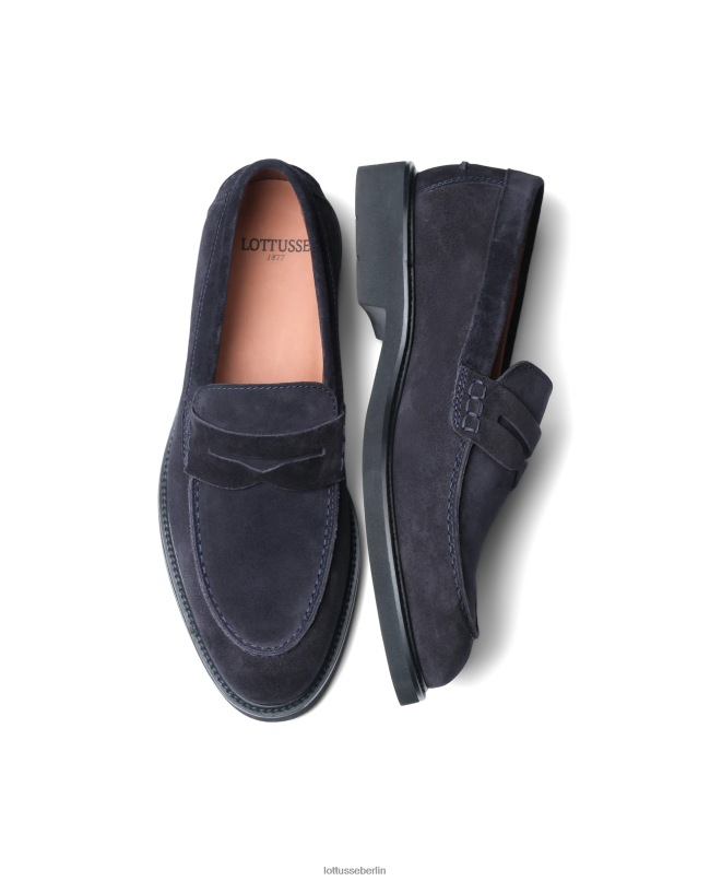 Lottusse Männer Baltimore-Loafer aus Kalbswildleder 22LP0164 Marine Schuhwerk