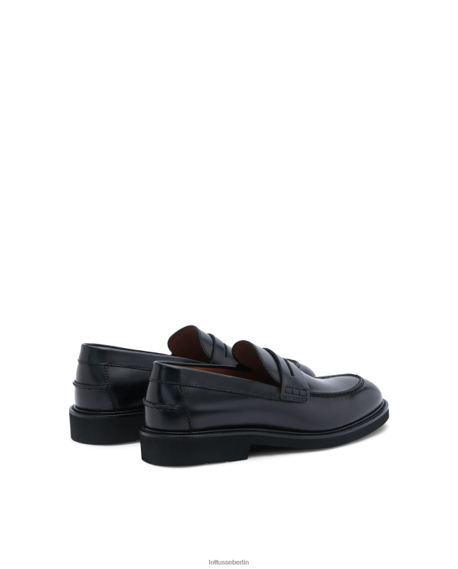 Lottusse Männer Baltimore-Loafer aus hellem Kalbsleder 22LP0163 Schwarz Schuhwerk