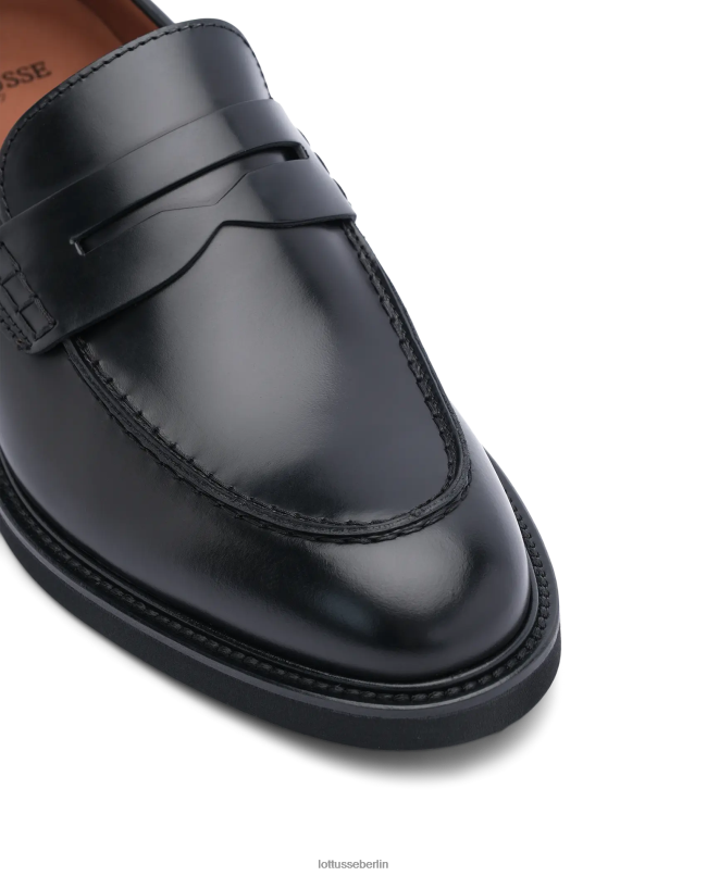 Lottusse Männer Baltimore-Loafer aus hellem Kalbsleder 22LP0163 Schwarz Schuhwerk