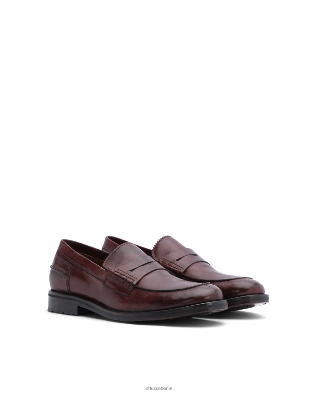 Lottusse Männer Burgunderrote Orwell-Kalbsleder-Loafer 22LP0168 kastanienbraun Schuhwerk