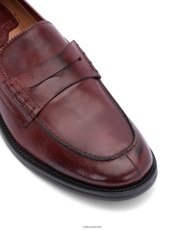 Lottusse Männer Burgunderrote Orwell-Kalbsleder-Loafer 22LP0168 kastanienbraun Schuhwerk