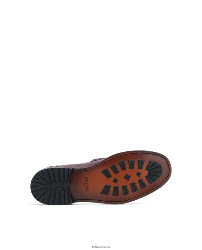 Lottusse Männer Burgunderrote Orwell-Kalbsleder-Loafer 22LP0168 kastanienbraun Schuhwerk