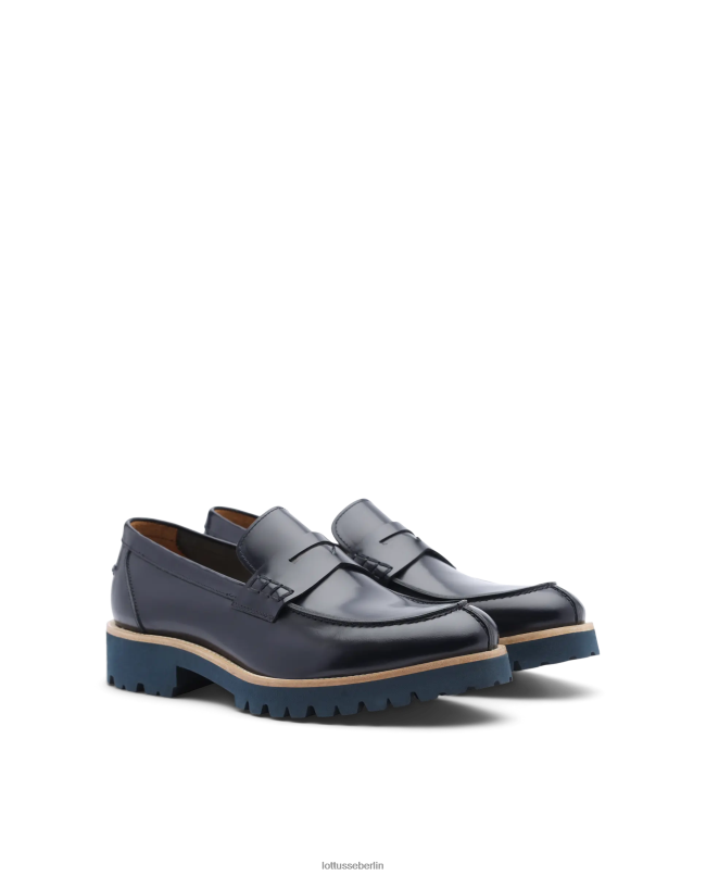 Lottusse Männer Covent-Loafer aus hellem Kalbsleder 22LP091 Marineblau Schuhwerk