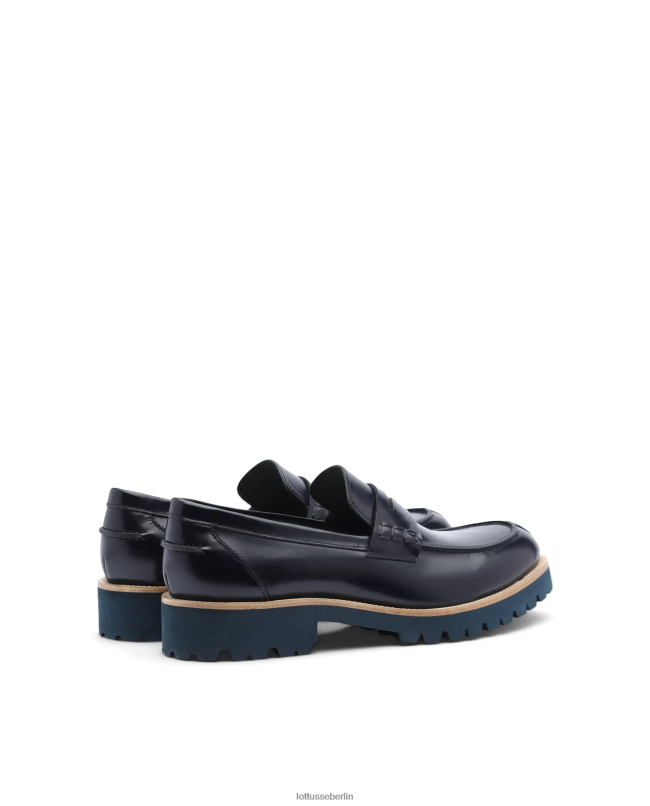 Lottusse Männer Covent-Loafer aus hellem Kalbsleder 22LP091 Marineblau Schuhwerk
