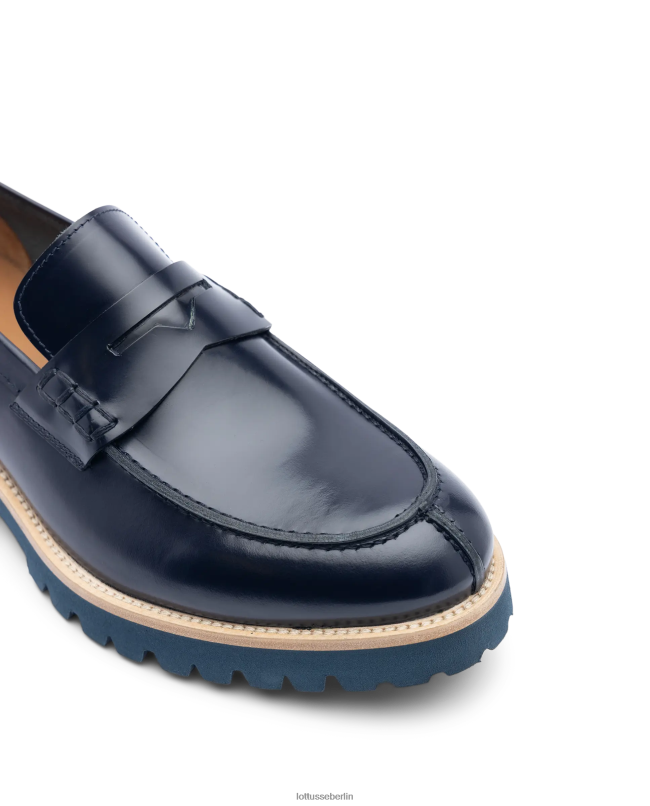 Lottusse Männer Covent-Loafer aus hellem Kalbsleder 22LP091 Marineblau Schuhwerk