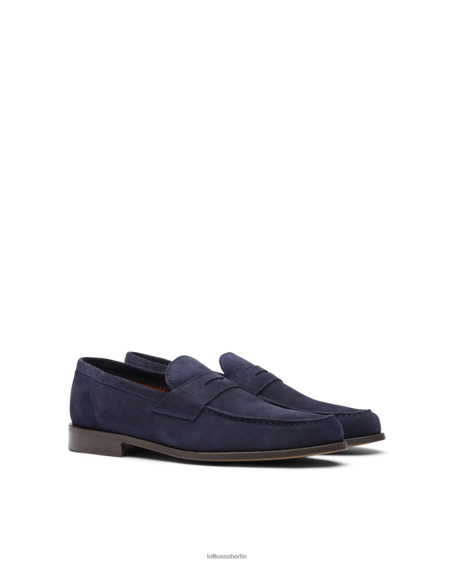 Lottusse Männer Daytona Wildleder-Kalbs-Loafer 22LP063 Marineblau Schuhwerk