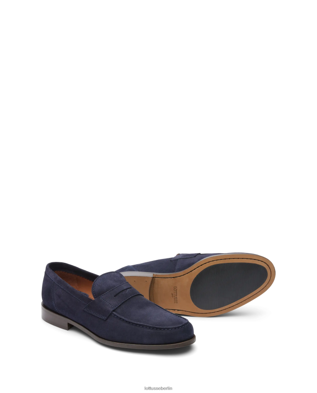 Lottusse Männer Daytona Wildleder-Kalbs-Loafer 22LP063 Marineblau Schuhwerk