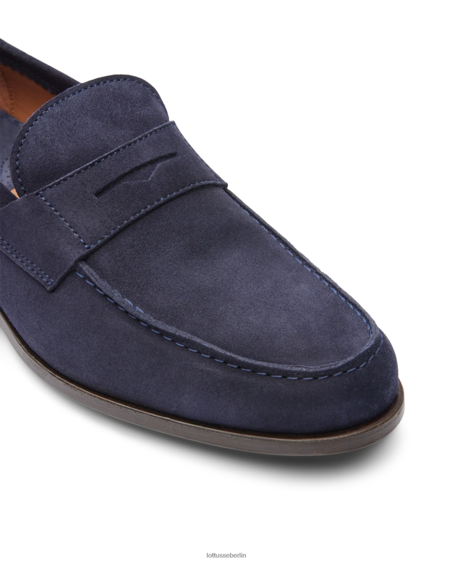 Lottusse Männer Daytona Wildleder-Kalbs-Loafer 22LP063 Marineblau Schuhwerk