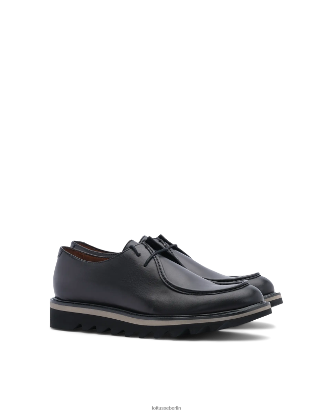 Lottusse Männer Dublin-Derby-Loafer aus Kalbsleder mit Keilabsatz 22LP0180 Schwarz Schuhwerk