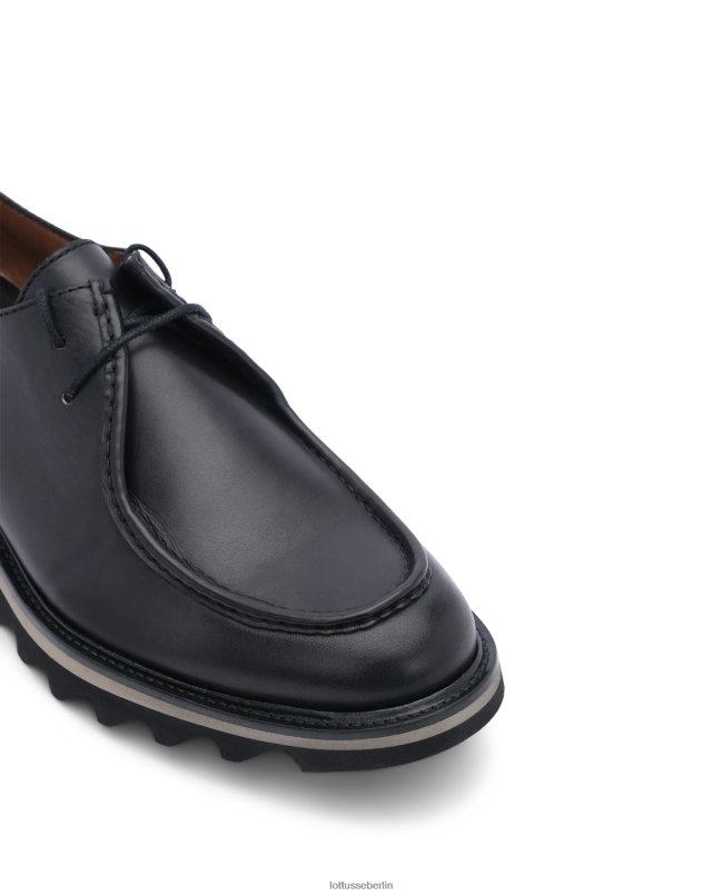 Lottusse Männer Dublin-Derby-Loafer aus Kalbsleder mit Keilabsatz 22LP0180 Schwarz Schuhwerk
