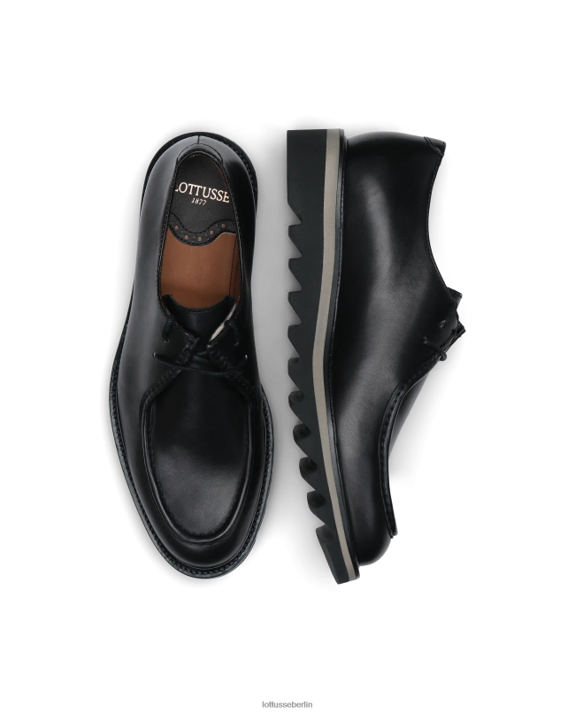 Lottusse Männer Dublin-Derby-Loafer aus Kalbsleder mit Keilabsatz 22LP0180 Schwarz Schuhwerk