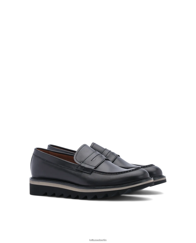 Lottusse Männer Dublin-Loafer aus Kalbsanilinleder 22LP0181 Schwarz Schuhwerk
